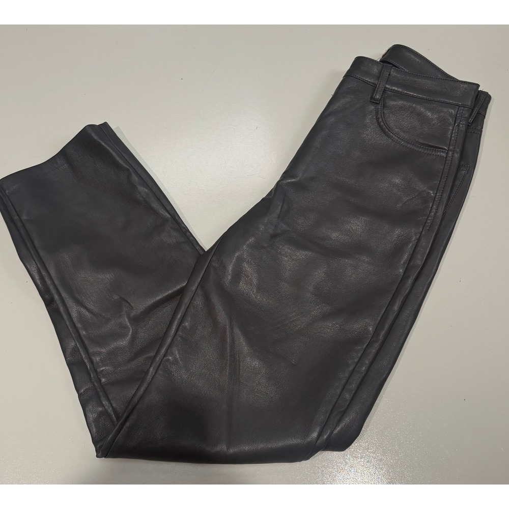 Wilfred Melina Vegan Leather Pants Dark Grey High Waisted Straight Leg Trousers